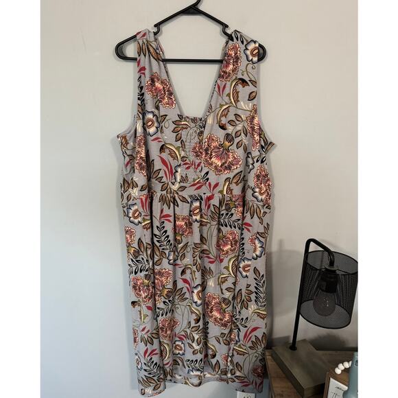 NWT CJ Banks Light Blue Floral Sleeveless Dress Plus Size 3X Elastic Fit Waist - Picture 2 of 10